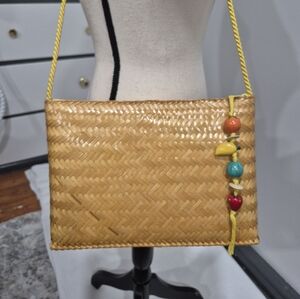 Vintage Vanessa Straw Purse With Fruit Charm